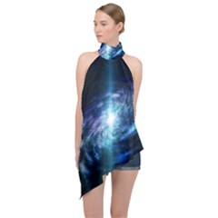 The Galaxy Halter Asymmetric Satin Top by ArtsyWishy