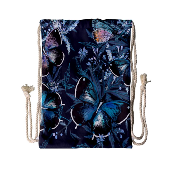 Beautiful Blue Butterflies  Drawstring Bag (Small)