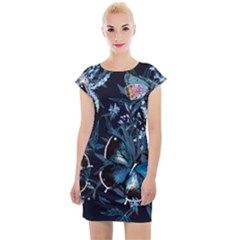 Beautiful Blue Butterflies  Cap Sleeve Bodycon Dress by ArtsyWishy