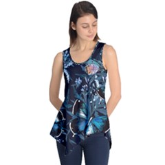 Beautiful Blue Butterflies  Sleeveless Tunic by ArtsyWishy