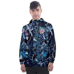 Beautiful Blue Butterflies  Men s Front Pocket Pullover Windbreaker by ArtsyWishy