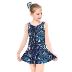 Beautiful Blue Butterflies  Kids  Skater Dress Swimsuit by ArtsyWishy