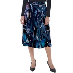 Beautiful Blue Butterflies  Classic Velour Midi Skirt  by ArtsyWishy