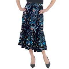 Beautiful Blue Butterflies  Midi Mermaid Skirt by ArtsyWishy