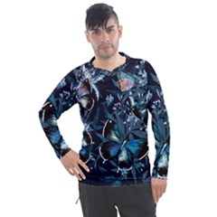 Beautiful Blue Butterflies  Men s Pique Long Sleeve Tee