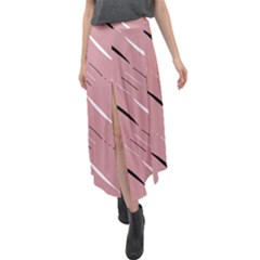 Blush, Black & White Velour Split Maxi Skirt by Kettukas