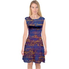 Majestic Purple And Gold Design Capsleeve Midi Dress by ArtsyWishy