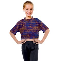 Majestic Purple And Gold Design Kids Mock Neck Tee