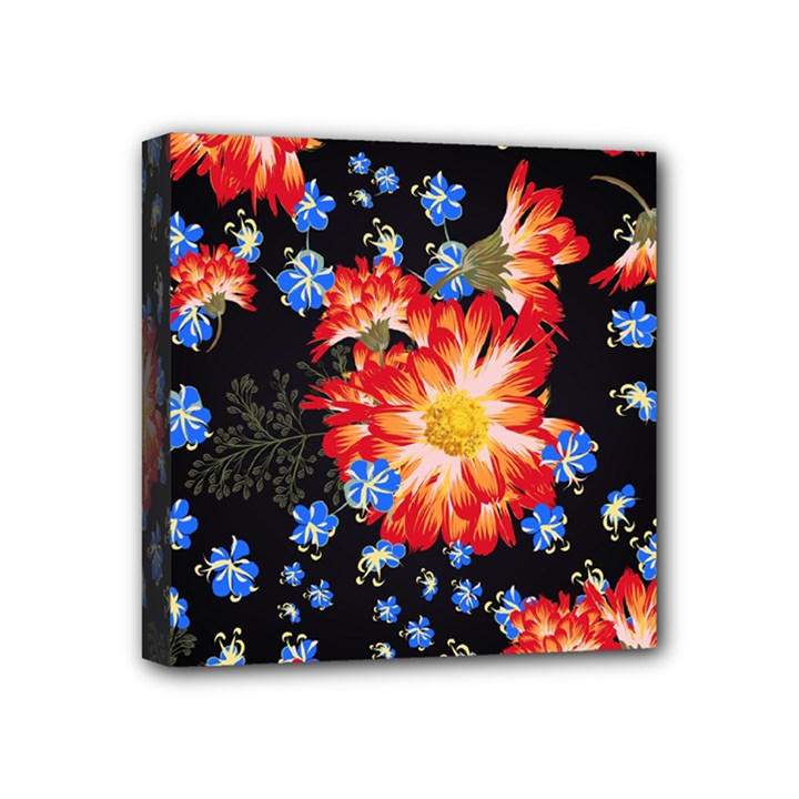 Orange and Blue Chamomiles Design Mini Canvas 4  x 4  (Stretched)