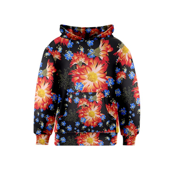 Orange and Blue Chamomiles Design Kids  Pullover Hoodie