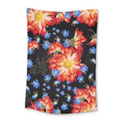 Orange And Blue Chamomiles Design Small Tapestry by ArtsyWishy