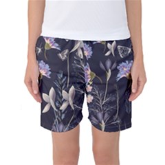 Butterflies And Flowers Painting Women s Basketball Shorts by ArtsyWishy