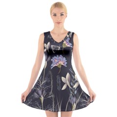 Butterflies And Flowers Painting V-neck Sleeveless Dress by ArtsyWishy