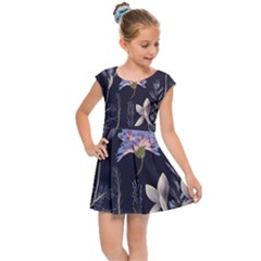 Butterflies And Flowers Painting Kids  Cap Sleeve Dress by ArtsyWishy