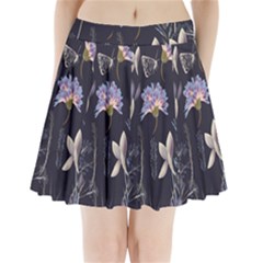 Butterflies And Flowers Painting Pleated Mini Skirt by ArtsyWishy