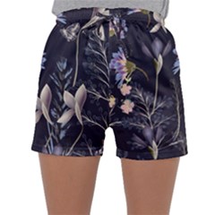 Butterflies And Flowers Painting Sleepwear Shorts by ArtsyWishy