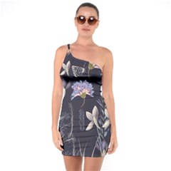 Butterflies And Flowers Painting One Soulder Bodycon Dress by ArtsyWishy