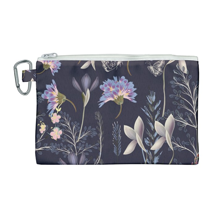 Butterflies and Flowers Painting Canvas Cosmetic Bag (Large)