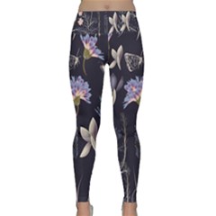 Butterflies And Flowers Painting Lightweight Velour Classic Yoga Leggings by ArtsyWishy