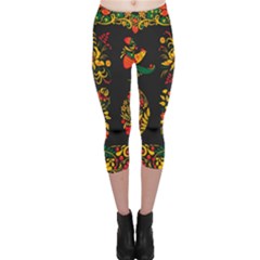 Russian Khokhloma Capri Leggings  by goljakoff