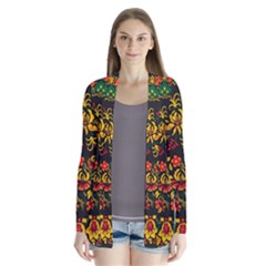 Russian Khokhloma Drape Collar Cardigan by goljakoff