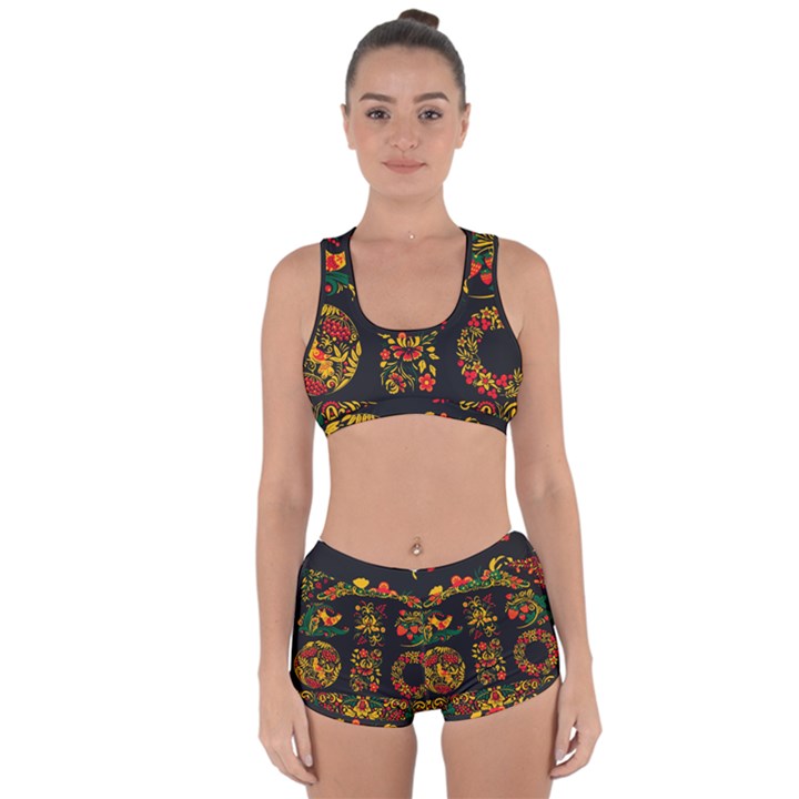 Russian khokhloma Racerback Boyleg Bikini Set