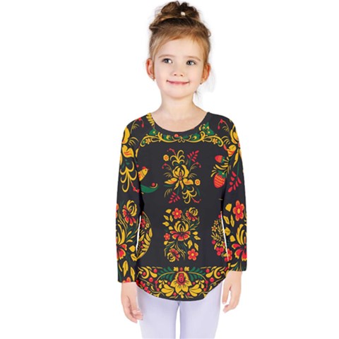 Russian Khokhloma Kids  Long Sleeve Tee by goljakoff