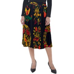 Russian Khokhloma Classic Velour Midi Skirt  by goljakoff