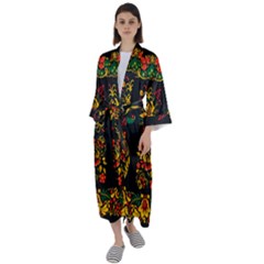 Russian Khokhloma Maxi Satin Kimono by goljakoff