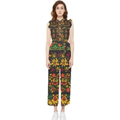 Russian Khokhloma Women s Frill Top Jumpsuit by goljakoff