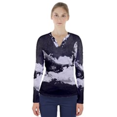 Whale Dream V-neck Long Sleeve Top by goljakoff