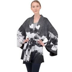 Whale Dream Long Sleeve Velvet Kimono  by goljakoff