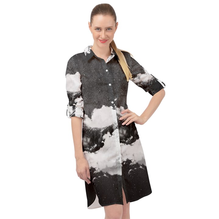 Whale dream Long Sleeve Mini Shirt Dress