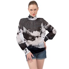 Whale Dream High Neck Long Sleeve Chiffon Top by goljakoff