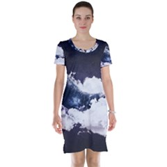 Blue Whale Dream Short Sleeve Nightdress by goljakoff