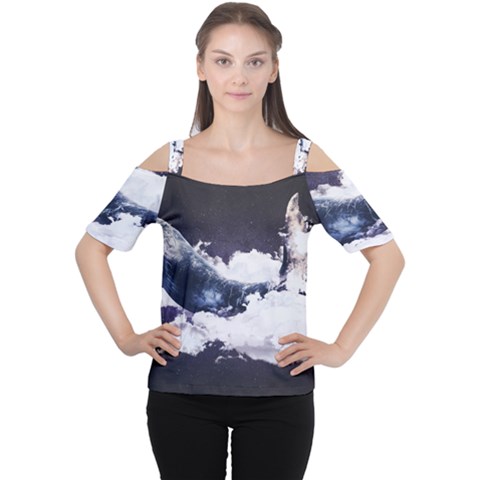 Blue Whale Dream Cutout Shoulder Tee by goljakoff