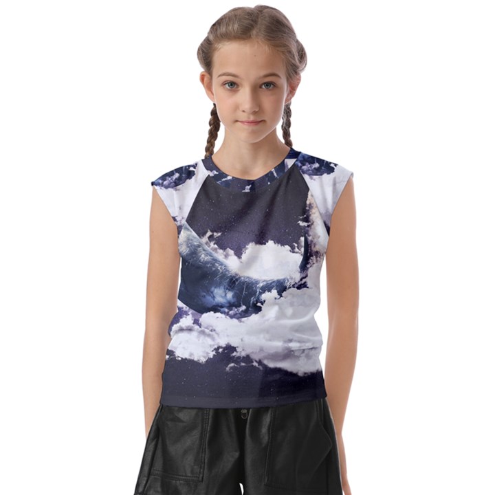 Blue whale dream Kids  Raglan Cap Sleeve Tee