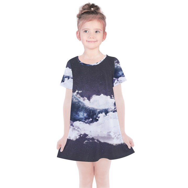 Blue whale dream Kids  Simple Cotton Dress