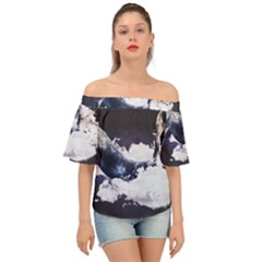 Blue Whale Dream Off Shoulder Short Sleeve Top by goljakoff