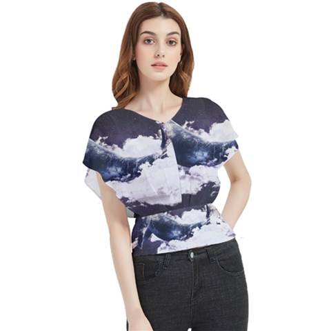 Blue Whale Dream Butterfly Chiffon Blouse by goljakoff