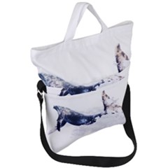 Blue Whale Dream Fold Over Handle Tote Bag by goljakoff