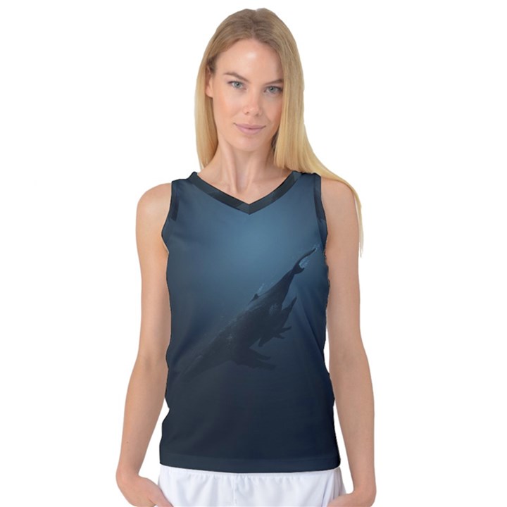 Blue whale family Women s Basketball Tank Top