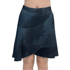 Blue Whale Family Chiffon Wrap Front Skirt by goljakoff