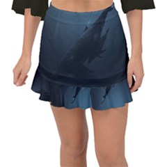 Blue Whale Family Fishtail Mini Chiffon Skirt by goljakoff