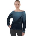 Blue whale family Off Shoulder Long Sleeve Velour Top View1