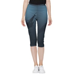 Blue Whale Family Inside Out Lightweight Velour Capri Leggings  by goljakoff