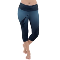 Blue Whale Family Lightweight Velour Capri Yoga Leggings by goljakoff