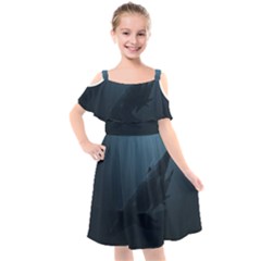 Blue Whale Family Kids  Cut Out Shoulders Chiffon Dress by goljakoff