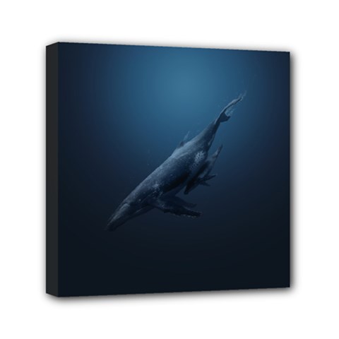 Whales Family Mini Canvas 6  X 6  (stretched) by goljakoff