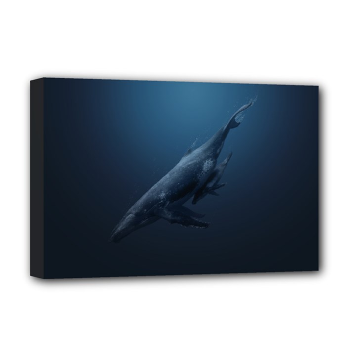 Whales family Deluxe Canvas 18  x 12  (Stretched)